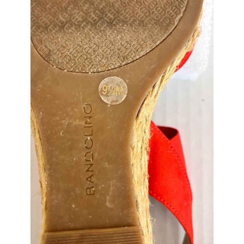 BANDOLINO Red Wedge Women's Espadrille Open Sling Back Open Toe Sandals 9M - Picture 8 of 9